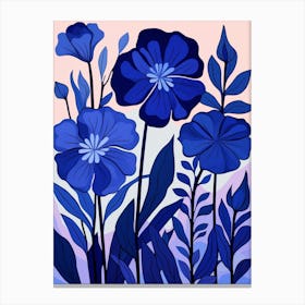 Blue Flower Illustration Phlox 1 Canvas Print