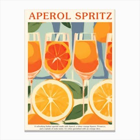 Aperol Spritz Pattern Cocktail Oranges Kitchen Art Canvas Print