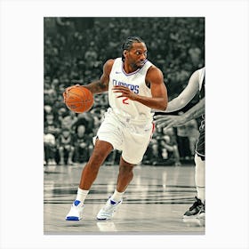 Kawhi Leonard Of The La Clippers Dribbles The Ball During The Game Against The Dallas Mavericks Canvas Print