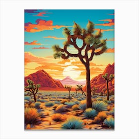 Joshua Tree At Sunset In South Western Style (2) Canvas Print