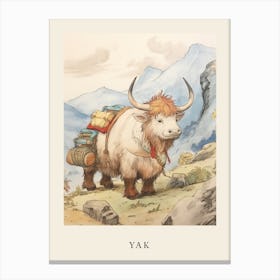 Beatrix Potter Inspired  Animal Watercolour Yak 3 Canvas Print