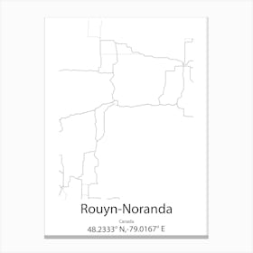 Rouyn Noranda,Canada Minimalist Map Canvas Print