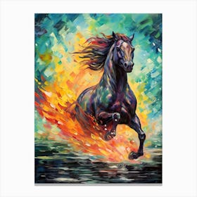 Running Horse Painting On Canvas 1 Canvas Print