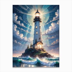 A Lighthouse In The Middle Of The Ocean 68 Canvas Print