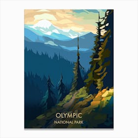 Olympic National Park Travel Poster Illustration Style 2 Canvas Print