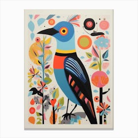 Colourful Scandi Bird Baldpate 1 Canvas Print