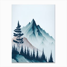 Mountain And Forest In Minimalist Watercolor Vertical Composition 320 Canvas Print