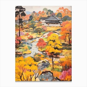 Autumn Gardens Painting Rikugien Gardens Japan 4 Canvas Print
