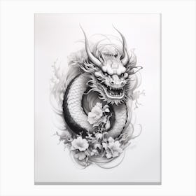 Chinese New Year Dragon Black And White Ink 3 Canvas Print