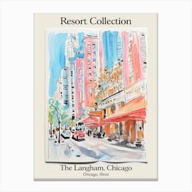Poster Of The Langham, Chicago   Chicago, Illinois  Resort Collection Storybook Illustration 4 Canvas Print