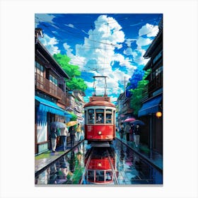 Lofi Anime Art, Anime Canvas Art: Vibrant Lofi Inspired Train Scenery for Urban Decor Enthusiasts, Perfect for Cultural Art Lovers Canvas Print