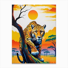 Leopard In The Sunset Canvas Print