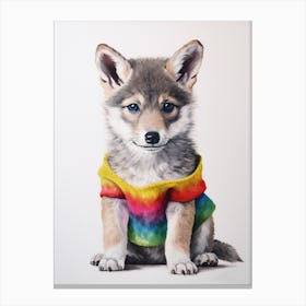 Baby Animal Wearing Sweater Wolf 3 Canvas Print