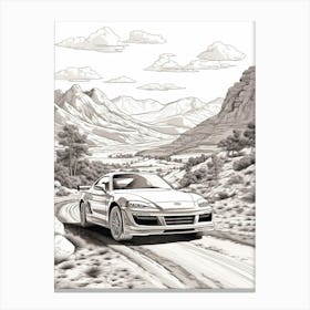 Toyota Supra Desert Drawing 4 Canvas Print