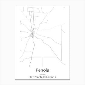 Penola,Australia Minimalist Map Canvas Print