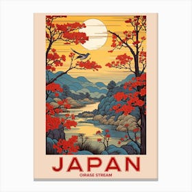 Oirase Stream, Visit Japan Vintage Travel Art 3 Canvas Print