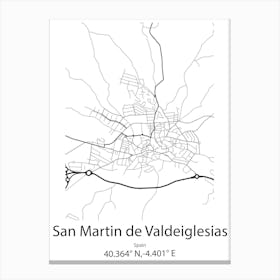 San Martin De Valdeiglesias,Spain Minimalist Map Canvas Print