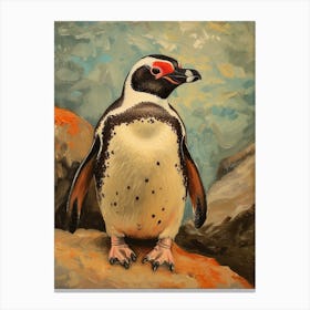 African Penguin Signy Island Oil Painting 1 Canvas Print