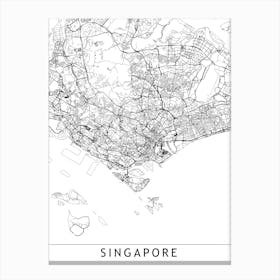 Singapore White Map Canvas Print