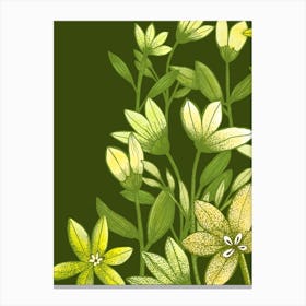 Yellow Flowers On Green Canvas Print