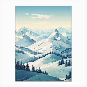 Gstaad   Switzerland, Ski Resort Illustration 0 Simple Style Canvas Print