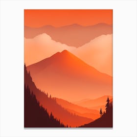 Misty Mountains Vertical Composition In Orange Tone 199 Canvas Print