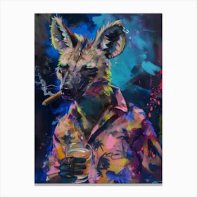 Animal Party: Crumpled Cute Critters with Cocktails and Cigars Hyena Canvas Print