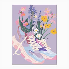 Retro Sneakers With Flowers 90s 4 Canvas Print