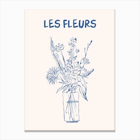 Les Fleurs Flower Vase Hand Drawn 2 Canvas Print
