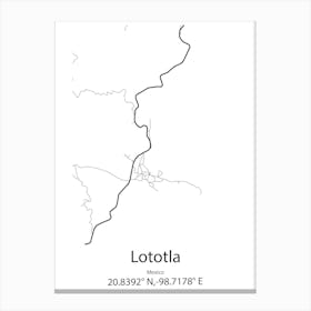 Lototla,Mexico Minimalist Map Canvas Print