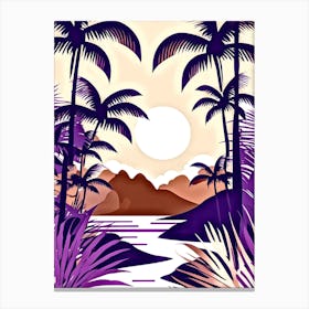 Tropical Landscape With Palm Trees Canvas Print