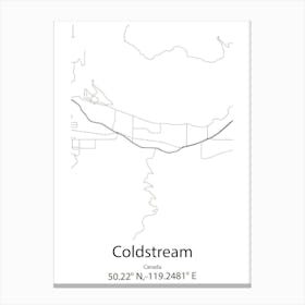 Coldstream,Canada Minimalist Map Canvas Print