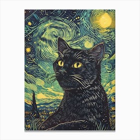 Starry Night Cat Canvas Print