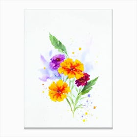 Marigold Watercolour Flower Canvas Print