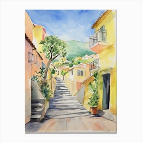 Reggio Calabria, Italy Watercolour Streets 3 Canvas Print