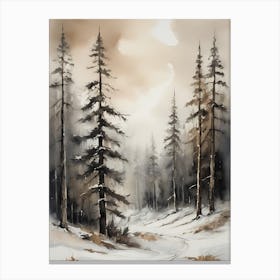 Winter Pine Forest Christmas Painting (31) Canvas Print