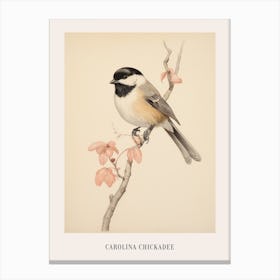 Vintage Bird Drawing Carolina Chickadee 1 Poster Canvas Print