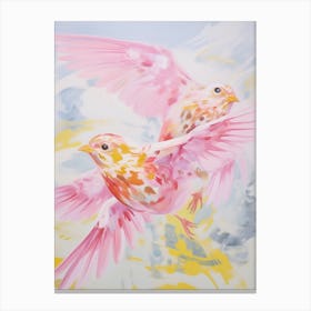 Pink Ethereal Bird Painting Yellowhammer 3 Canvas Print