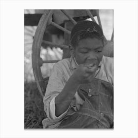 A Boy Eating Lunch By Wagon In Sugarcane Field Near New Iberia, Louisiana By Russell Lee Canvas Print