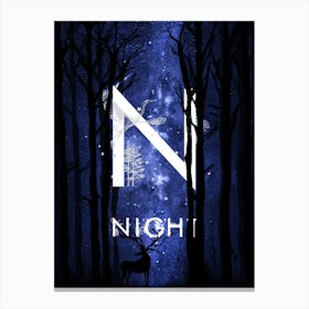 Night - Starry Night and Moon #13 Canvas Print