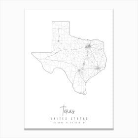 Texas Minimal Street Map Canvas Print