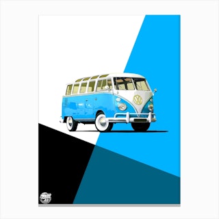 Vw T1 Samba Bus Campervan Blue Classic Canvas Print