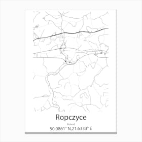 Ropczyce,Poland Minimalist Map Canvas Print