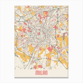 Milan Map Poster Canvas Print