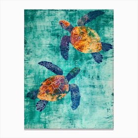 Gouache Sea Turtle Friends Canvas Print