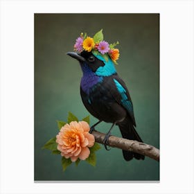 Bird With A Flower Crown 3 Canvas Print