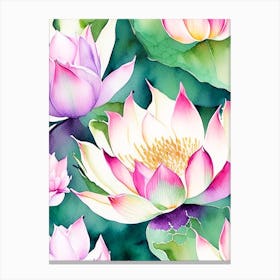 Lotus Flower Pattern Watercolour 3 Canvas Print