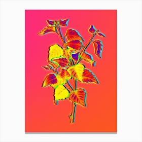 Neon Silver Birch Botanical in Hot Pink and Electric Blue Canvas Print