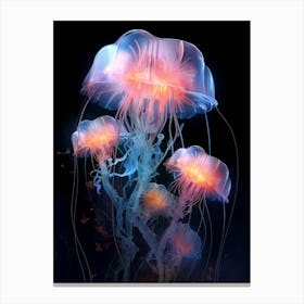 Portuguese Man Of War Jellyfish Neon Illustration 9 Canvas Print