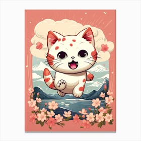 Kawaii Cat Drawings Running 4 Canvas Print